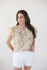Dylan Sunflower Button Front Blouse