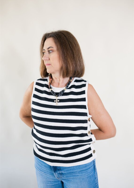 Sanctuary City Striped Tank Black/Macrame