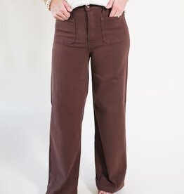 Just Black Dark Brown Mini Patch Pocket Wide Leg