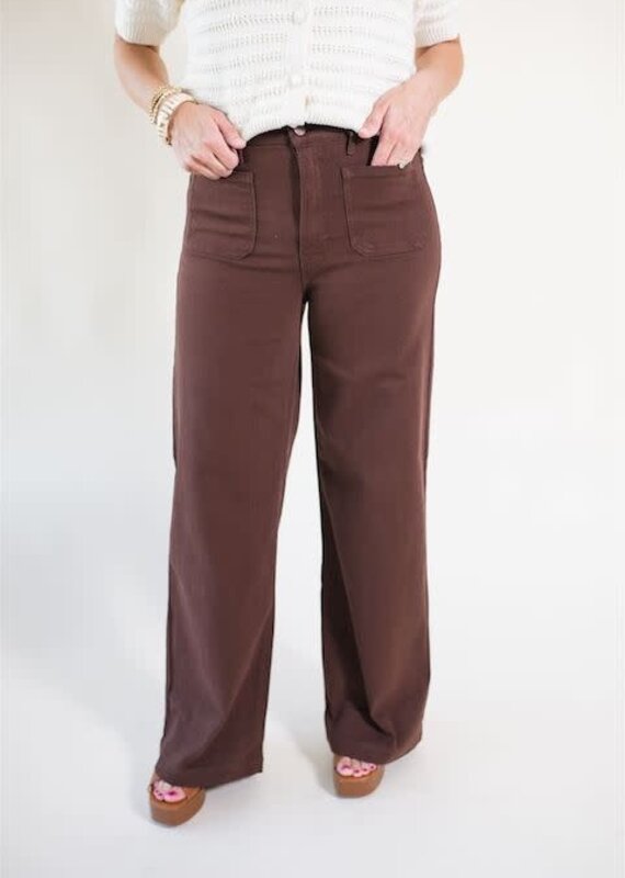 Just Black Dark Brown Mini Patch Pocket Wide Leg