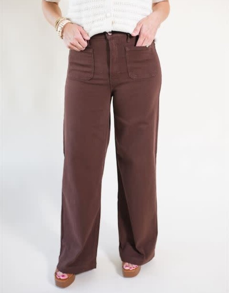 Just Black Dark Brown Mini Patch Pocket Wide Leg