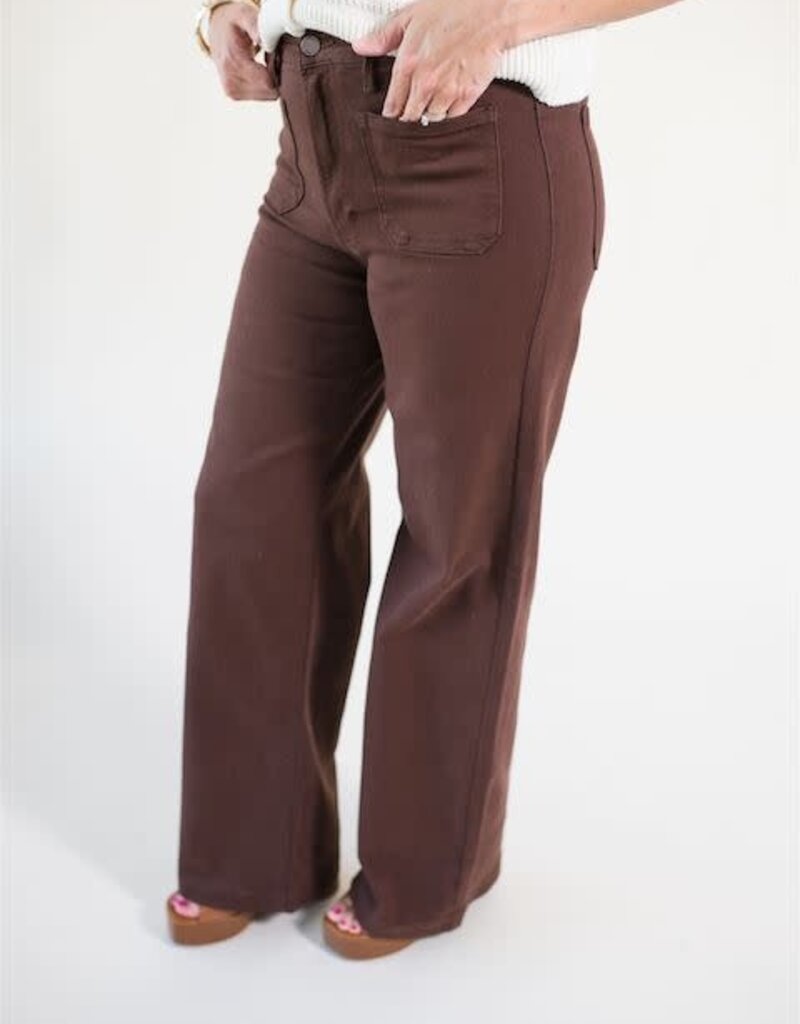 Just Black Dark Brown Mini Patch Pocket Wide Leg