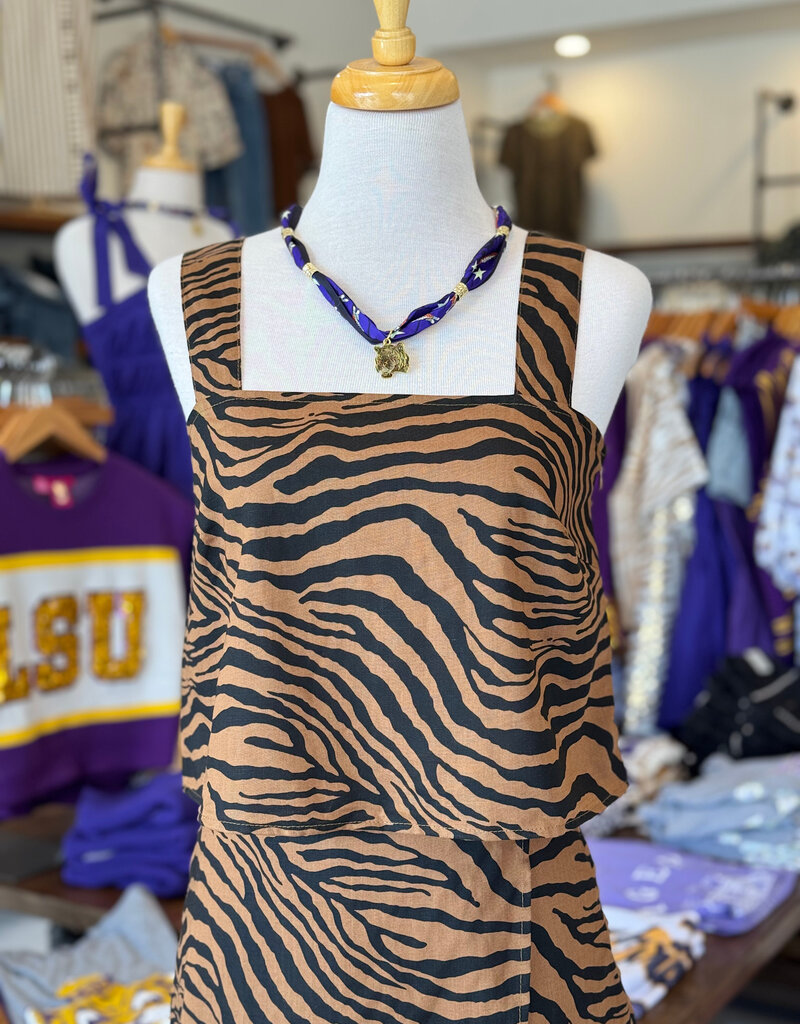 Tiger Print Square Neck Crop Tank
