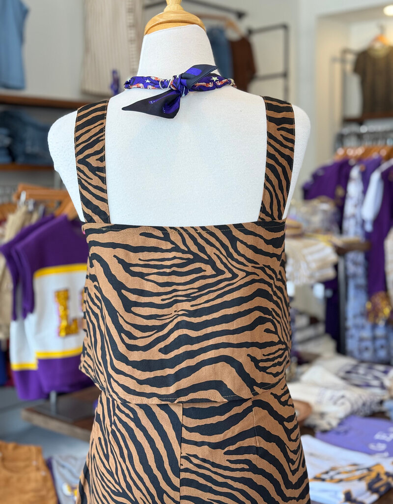 Tiger Print Square Neck Crop Tank