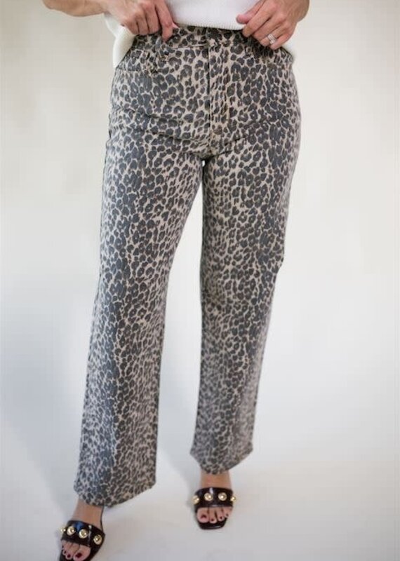 Just Black Leopard High Rise Vintage Straight