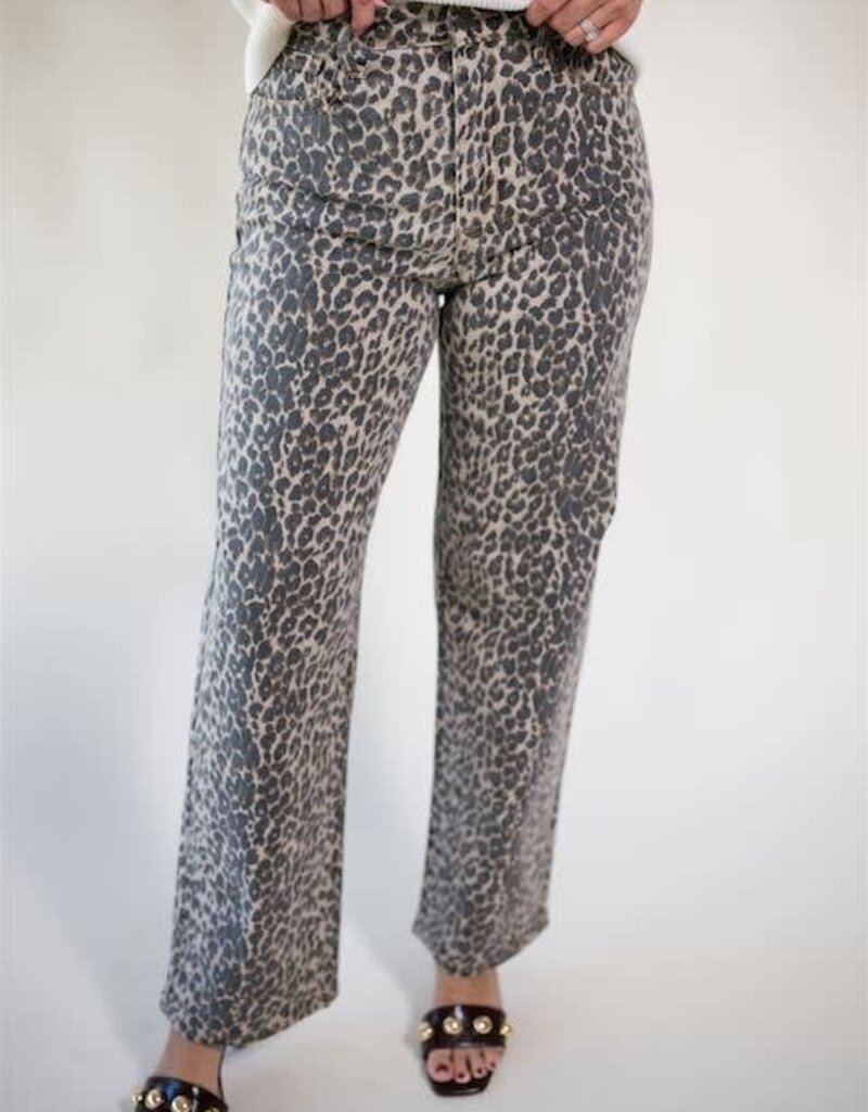 Just Black Leopard High Rise Vintage Straight