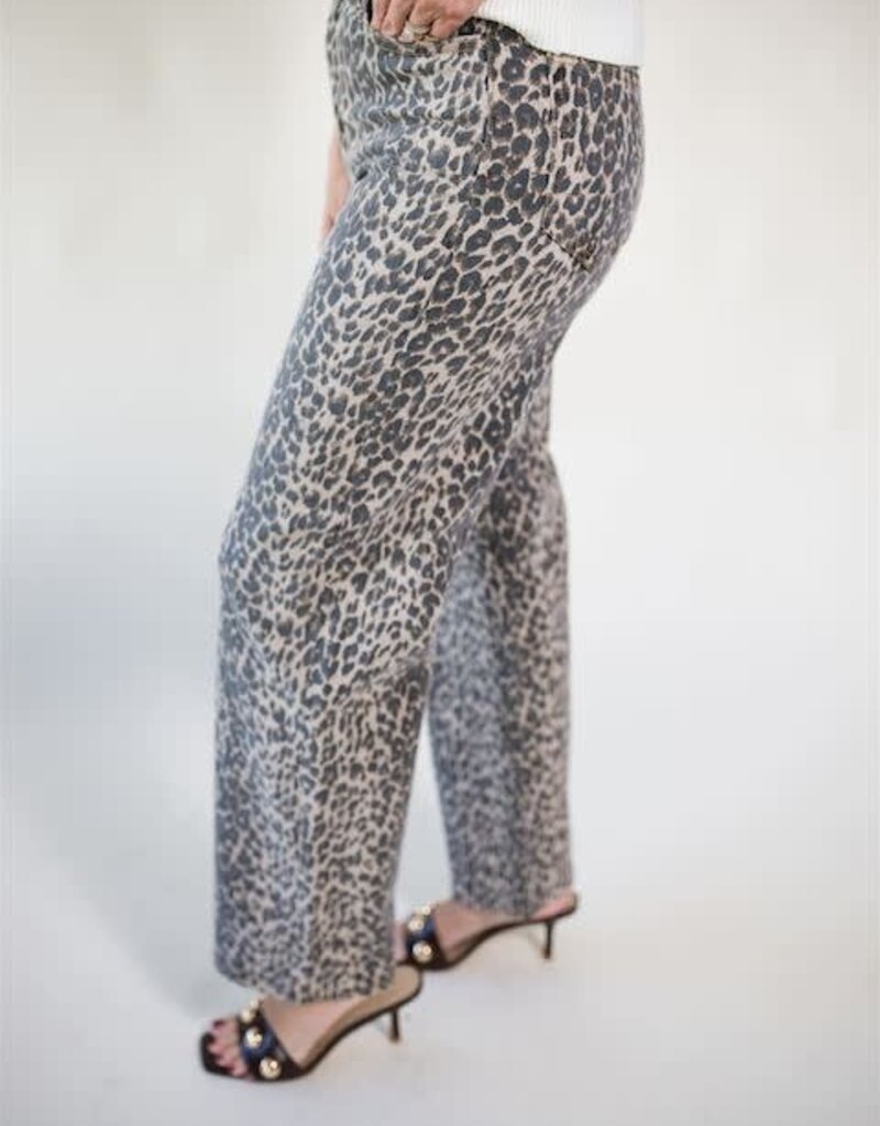 Just Black Leopard High Rise Vintage Straight