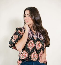 Kerrigan Floral Blouse Black