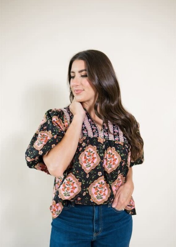 Kerrigan Floral Blouse Black