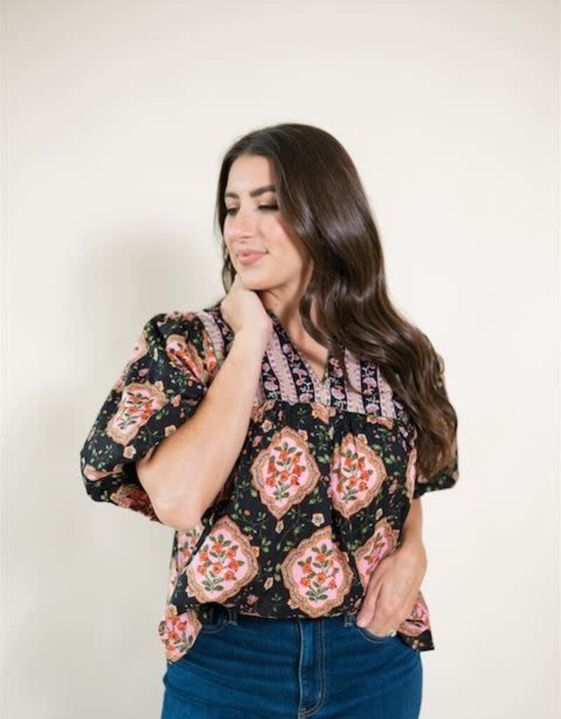 Kerrigan Floral Blouse Black
