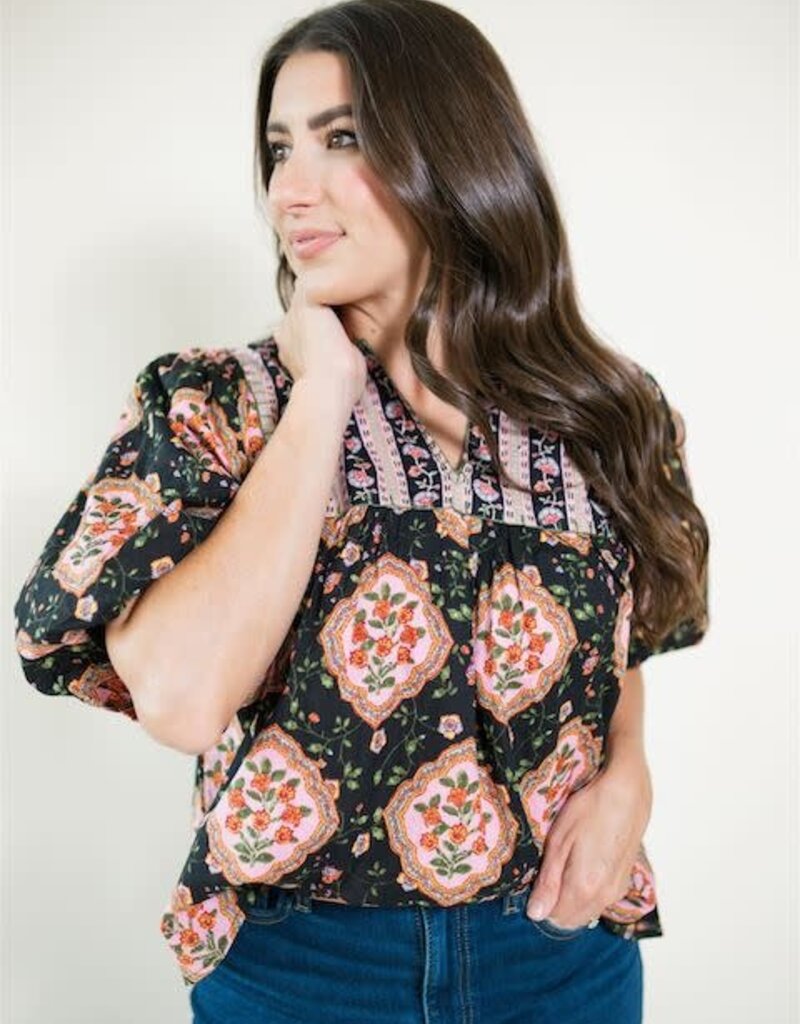 Kerrigan Floral Blouse Black
