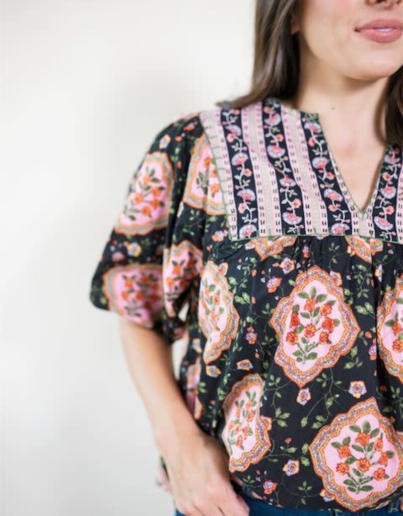 Kerrigan Floral Blouse Black