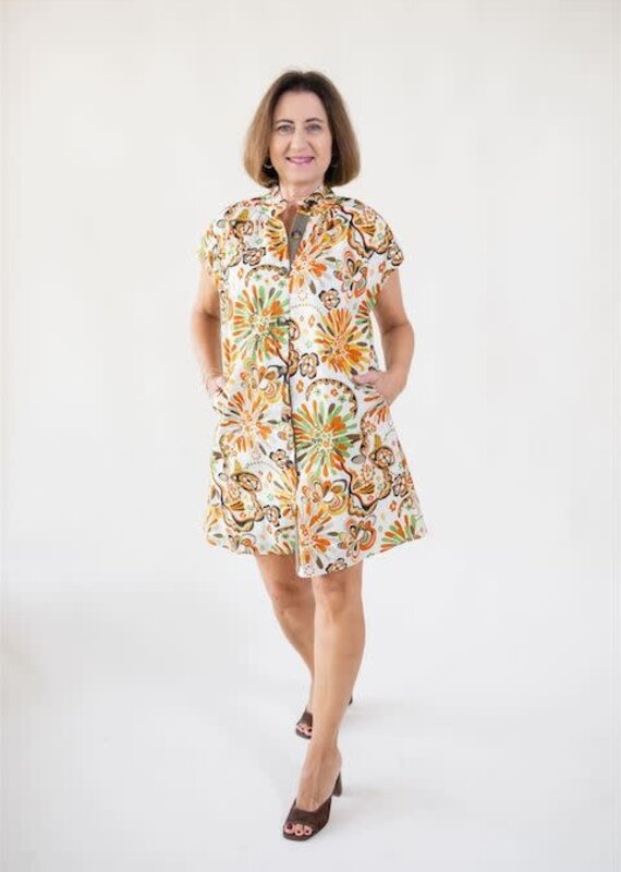 Sadie Flower Print Button Up Dress