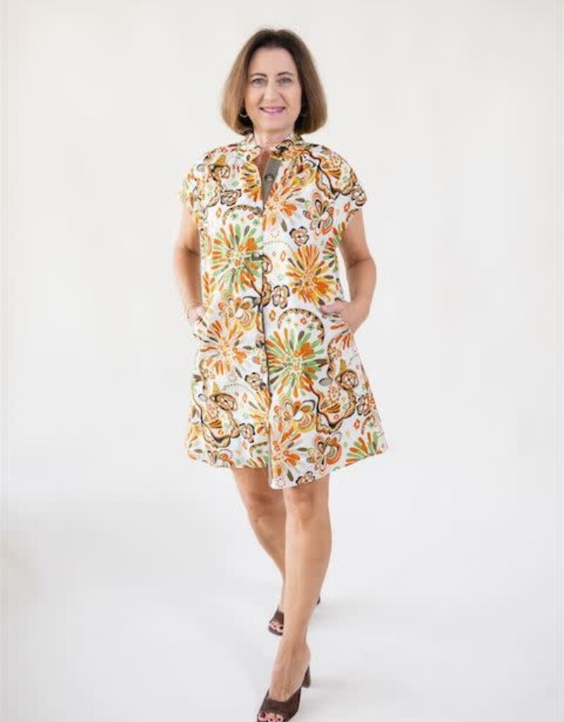 Sadie Flower Print Button Up Dress