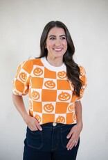 Checkered Pumpkin Sweater Top