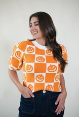 Checkered Pumpkin Sweater Top