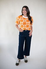 Checkered Pumpkin Sweater Top
