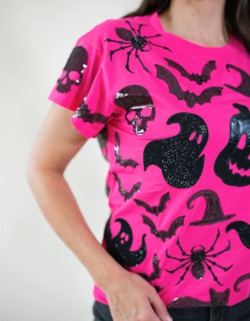 Queen of Sparkles Hot Pink & Black Halloween Icon Tee