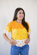 Queen of Sparkles Orange Colorblock Candycorn Tee