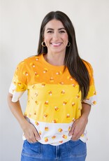 Queen of Sparkles Orange Colorblock Candycorn Tee