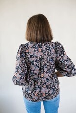 Gwen Floral Print Blouse Black