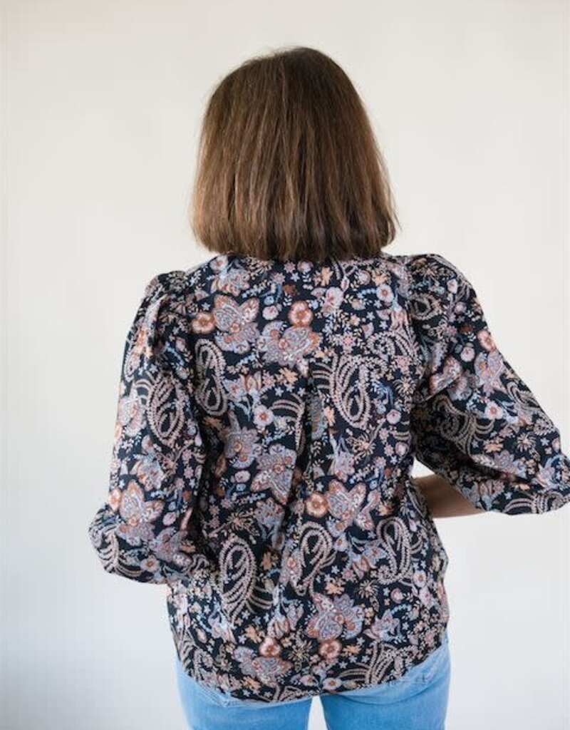 Gwen Floral Print Blouse Black