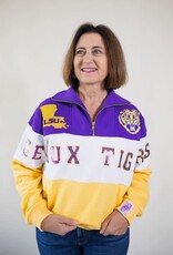 Queen of Sparkles Licensed LSU Quarter Zip Colorblock Sweatshirt