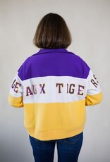 Queen of Sparkles Licensed LSU Quarter Zip Colorblock Sweatshirt