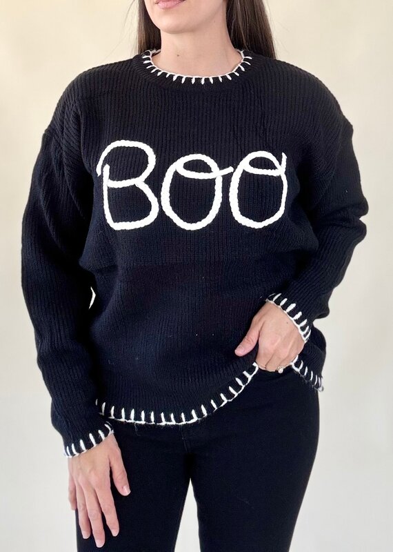 Hey Boo Sweater Black