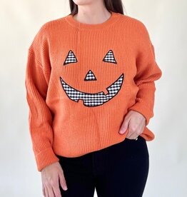 Pumpkin Face Patchwork Sweater