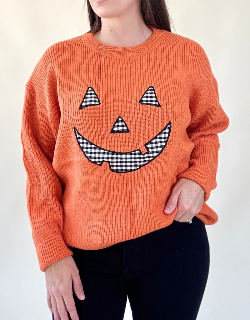 Pumpkin Face Patchwork Sweater