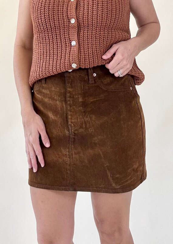 Daze Stash Mini Skirt Cognac