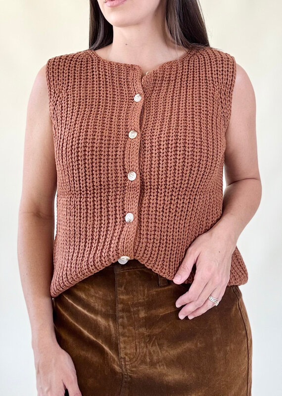 Brick Button Front Sweater Vest