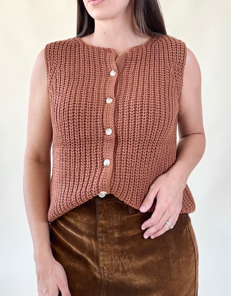 Brick Button Front Sweater Vest