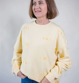 LSU Repeat Crewneck Sweatshirt Yellow