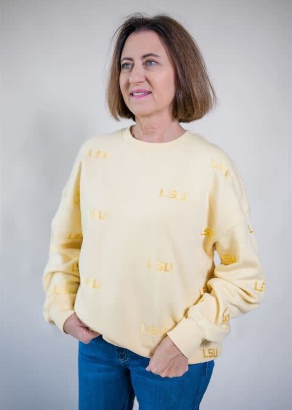 LSU Repeat Crewneck Sweatshirt Yellow