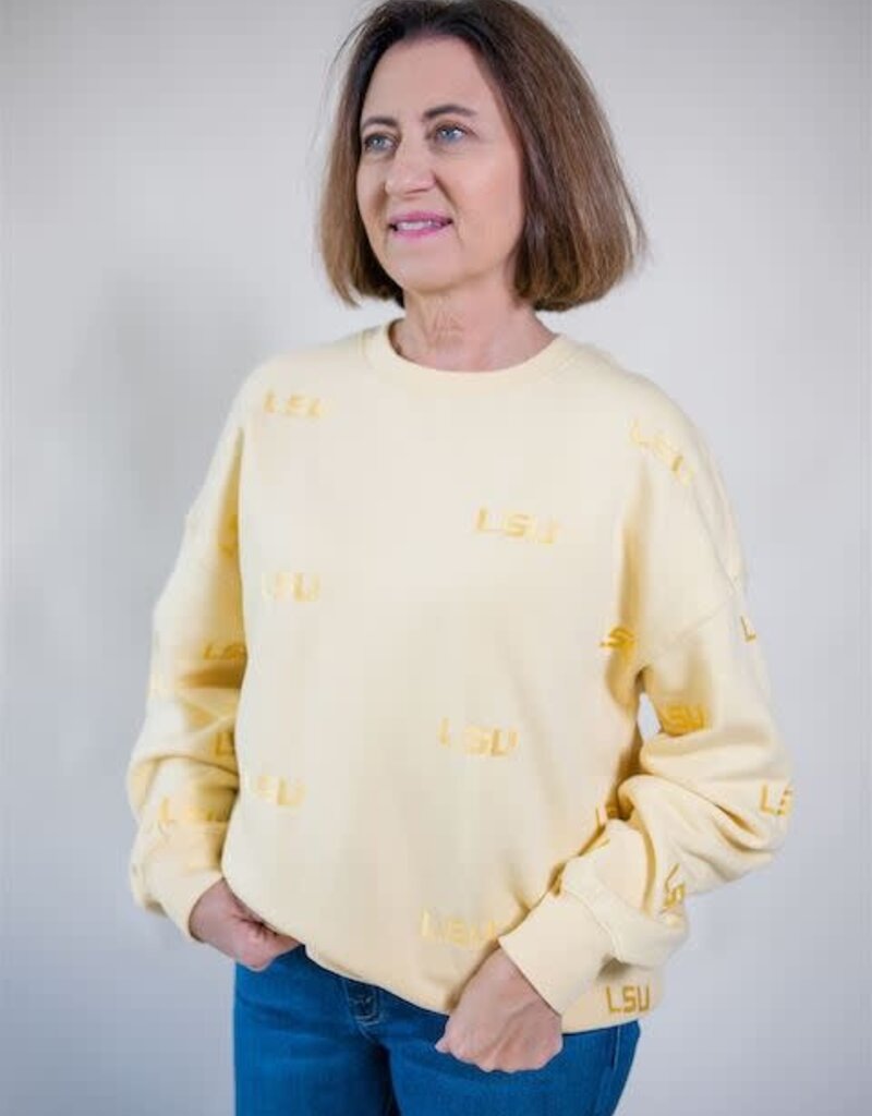 LSU Repeat Crewneck Sweatshirt Yellow