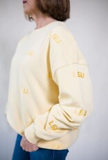 LSU Repeat Crewneck Sweatshirt Yellow