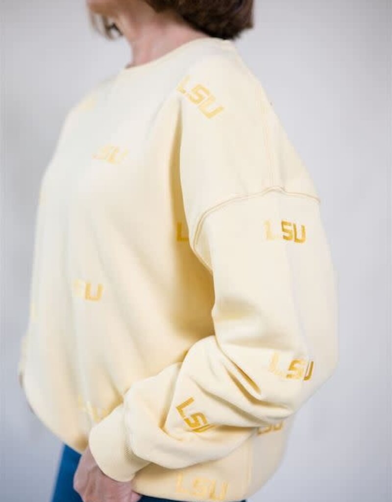 LSU Repeat Crewneck Sweatshirt Yellow
