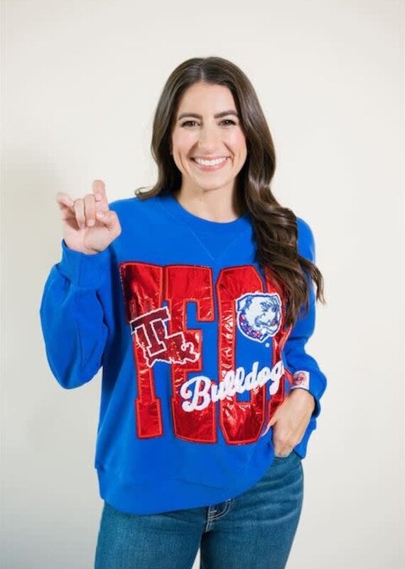 Queen of Sparkles Licensed LA Tech Metallic Word w/Icons Sweatshirt