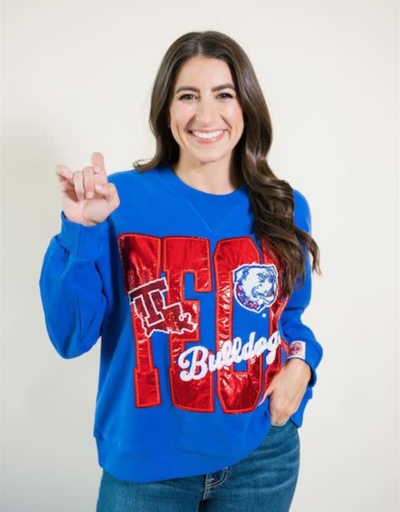 Queen of Sparkles Licensed LA Tech Metallic Word w/Icons Sweatshirt