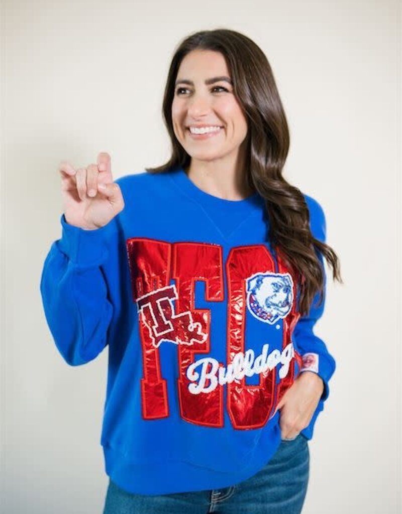 Queen of Sparkles Licensed LA Tech Metallic Word w/Icons Sweatshirt
