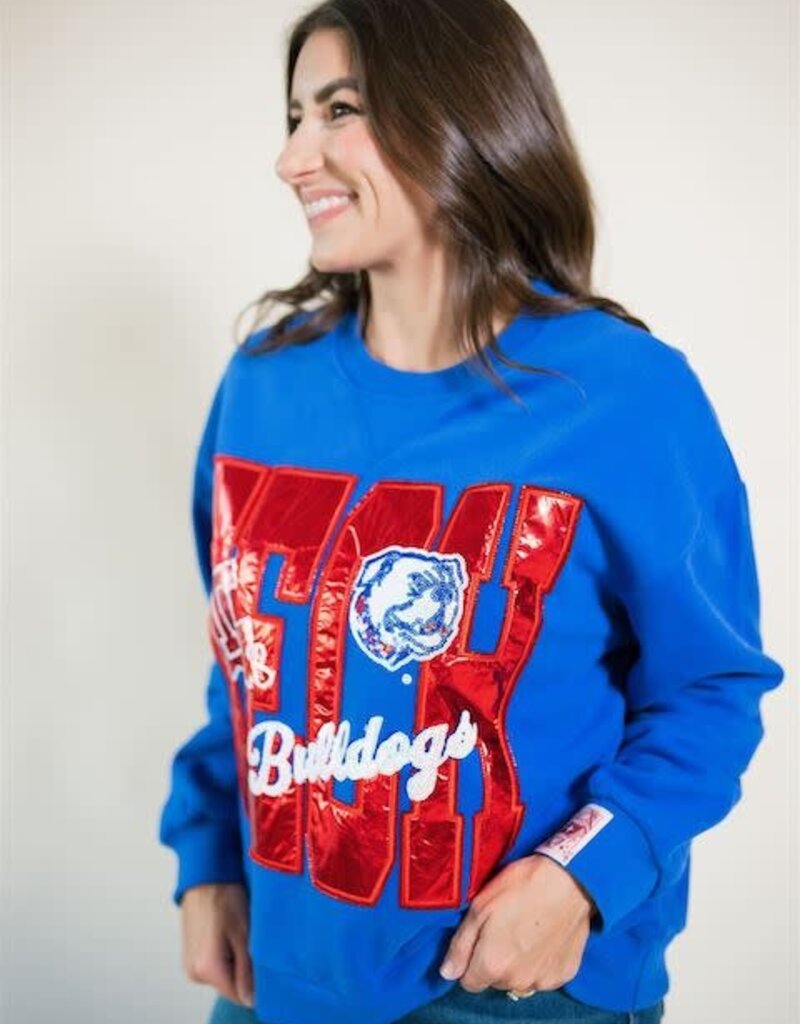 Queen of Sparkles Licensed LA Tech Metallic Word w/Icons Sweatshirt
