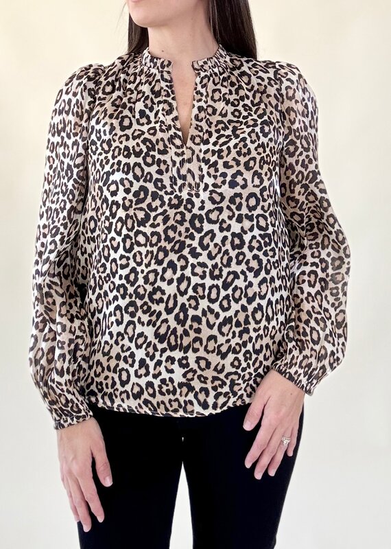 Golden Leopard V-Neck Blouse