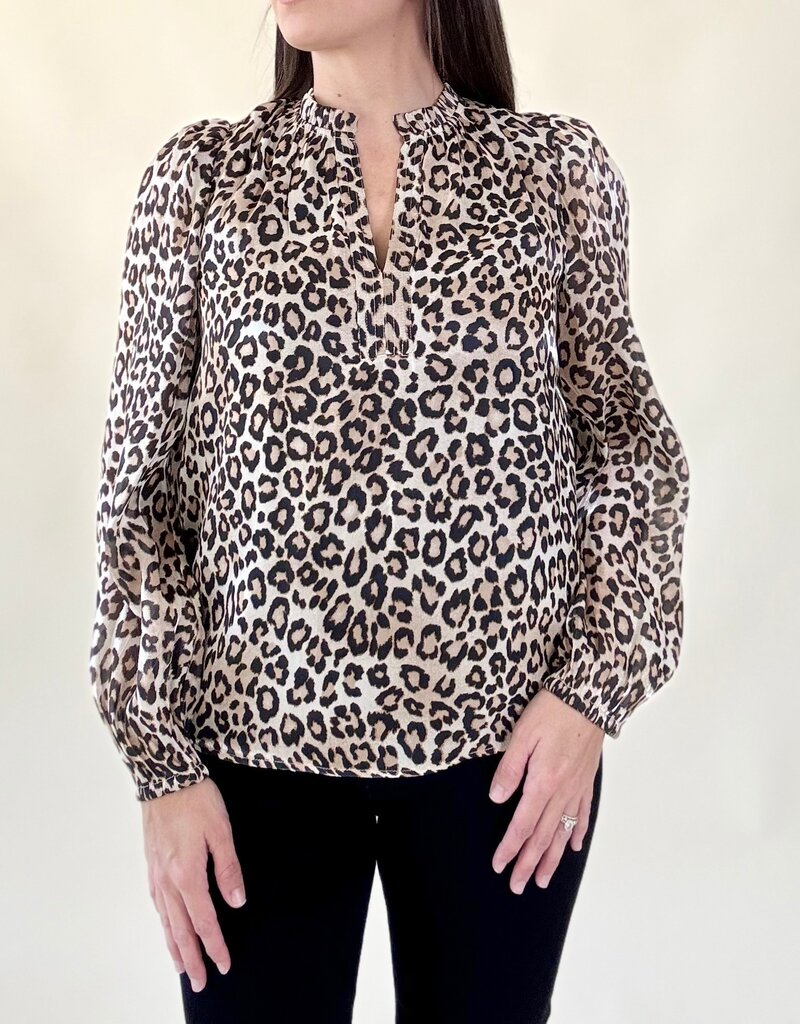 Golden Leopard V-Neck Blouse