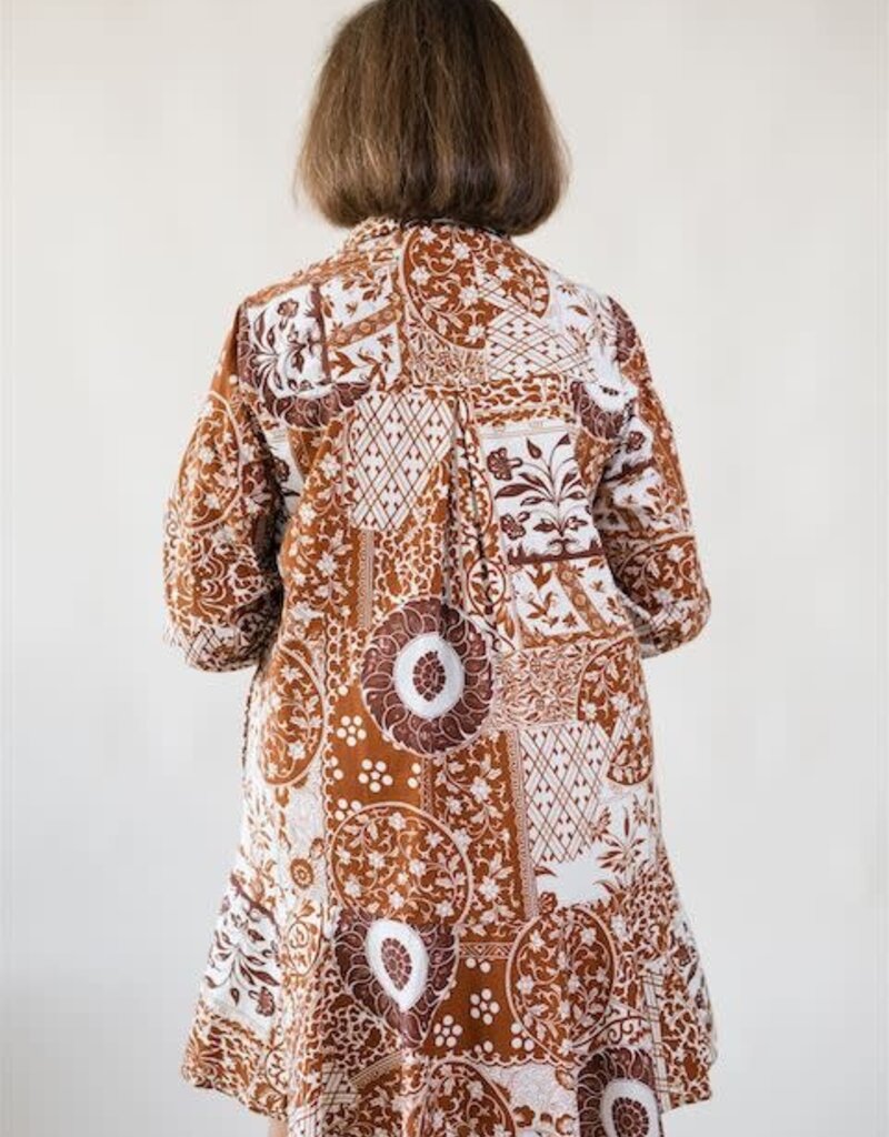 Tess Printed Dress Camel