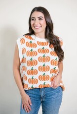 Pumpkin Print Sweater Top