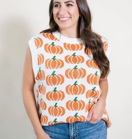 Pumpkin Print Sweater Top