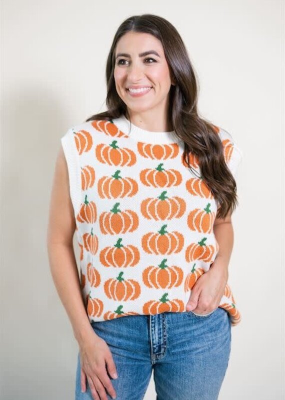 Pumpkin Print Sweater Top