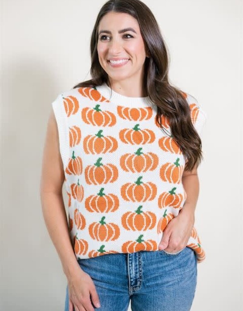 Pumpkin Print Sweater Top